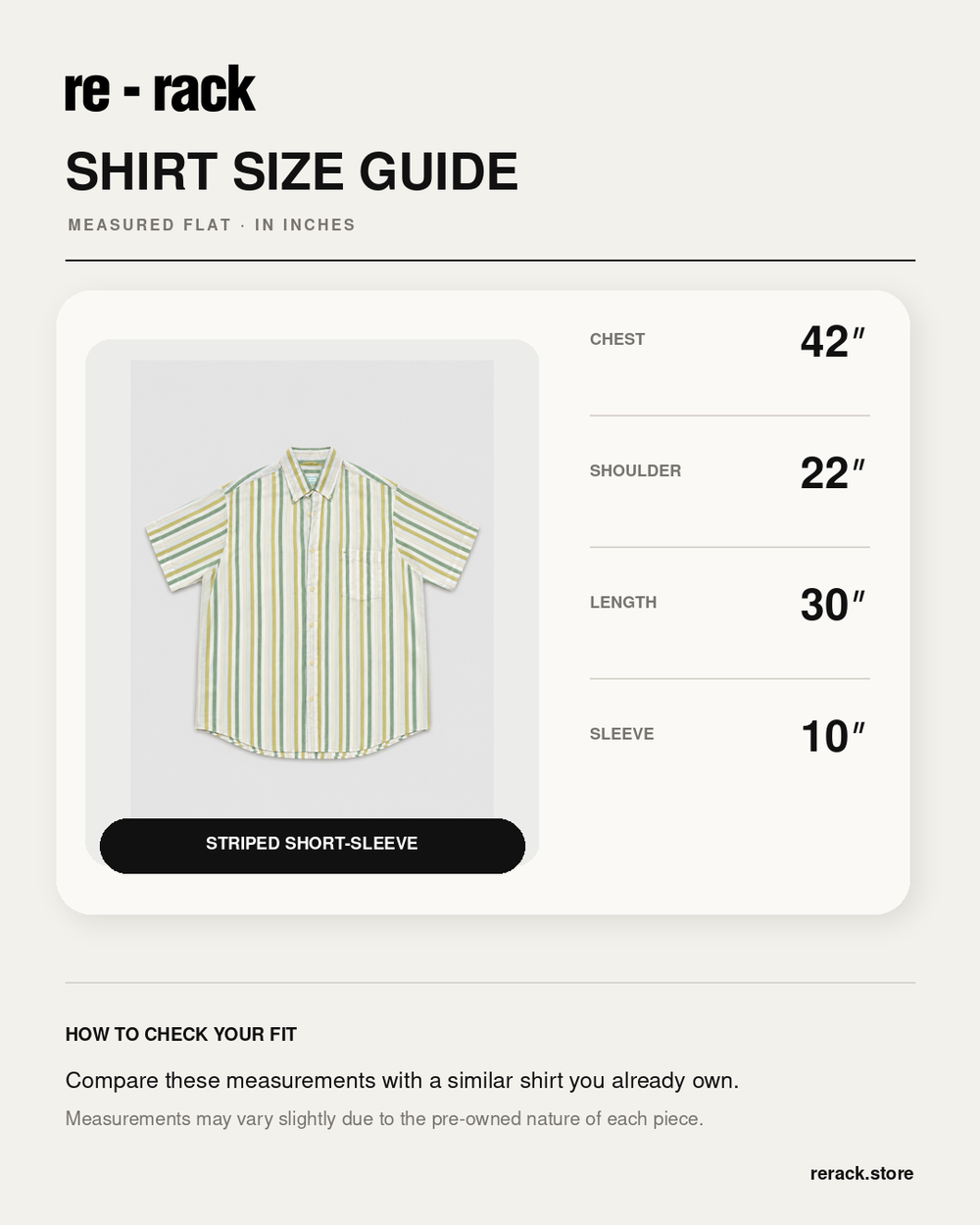 Size Chart for Green & Olive Vertical Striped Short-Sleeve Shirt