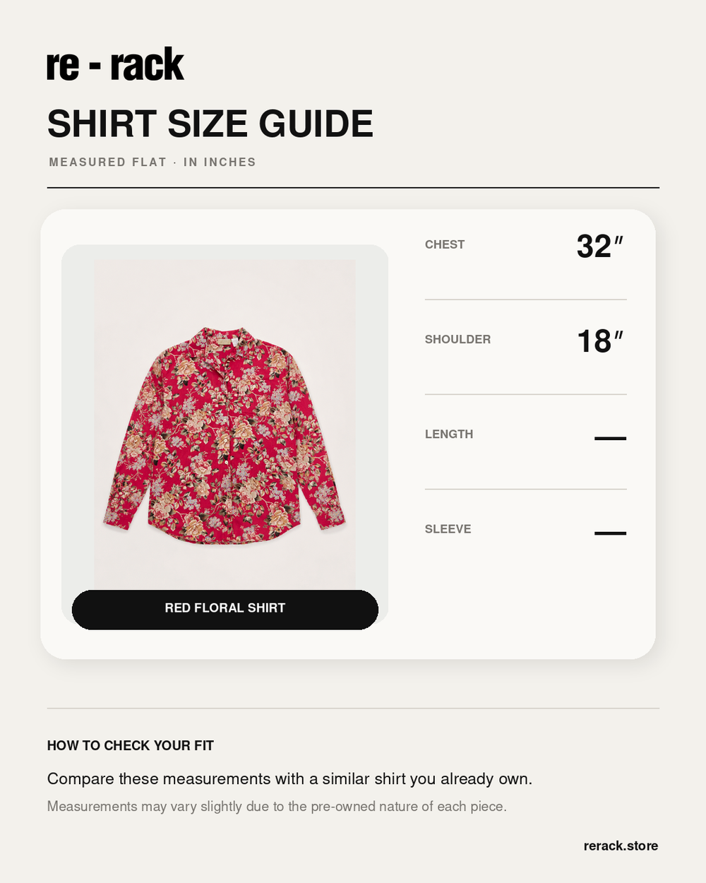 Size Chart for Liz Claiborne Red Vintage Floral Button-Down Shirt