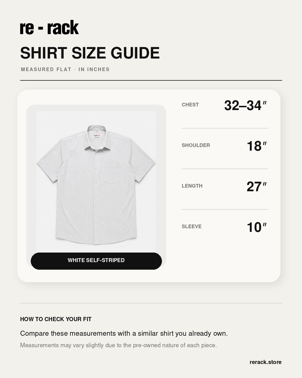 Size Chart for Michael Jackson Graphic Shirt – White Self-Stripe