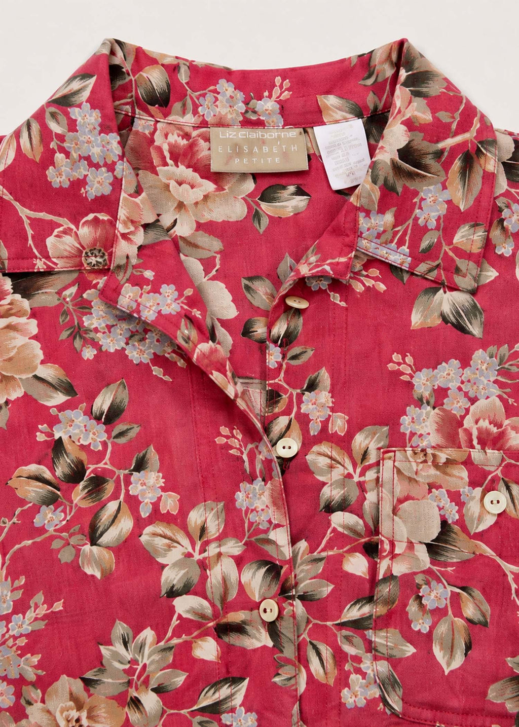 Liz Claiborne Red Vintage Floral Button-Down Shirt