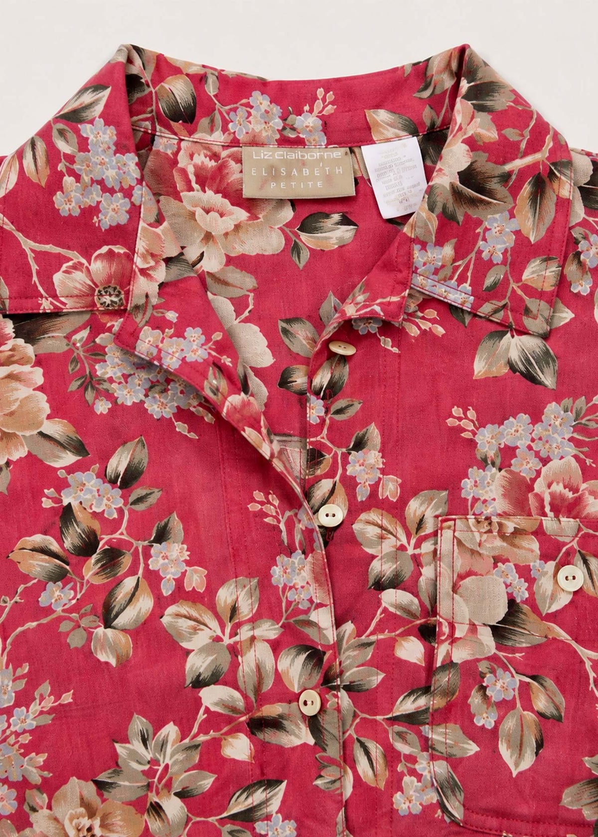 Liz Claiborne Red Vintage Floral Button-Down Shirt