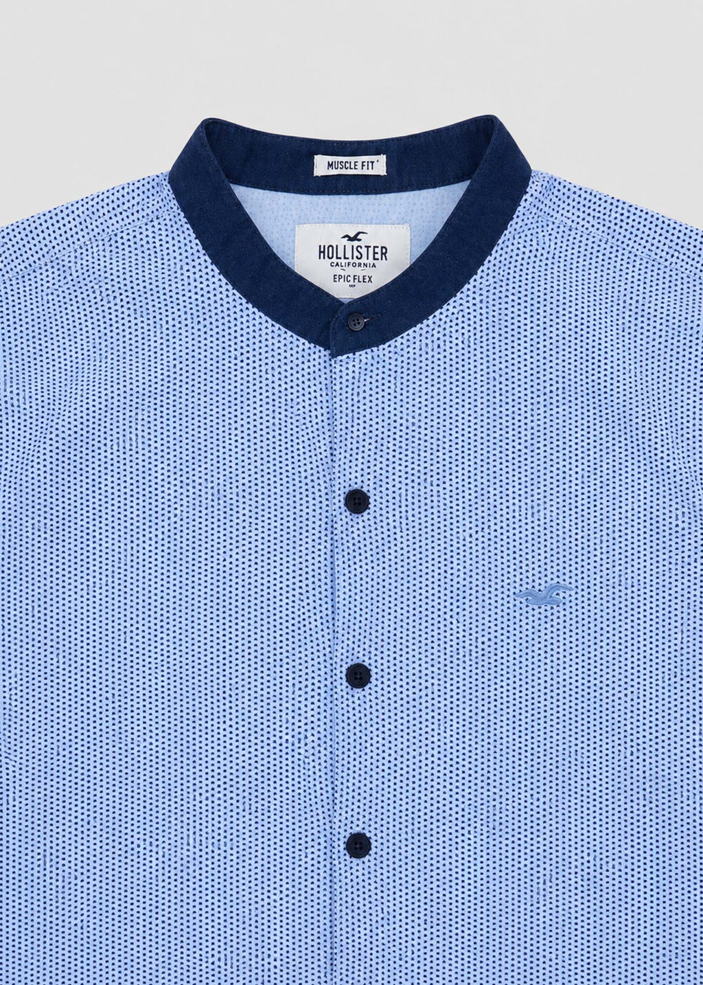 Hollister Blue Dotted Band Collar Shirt
