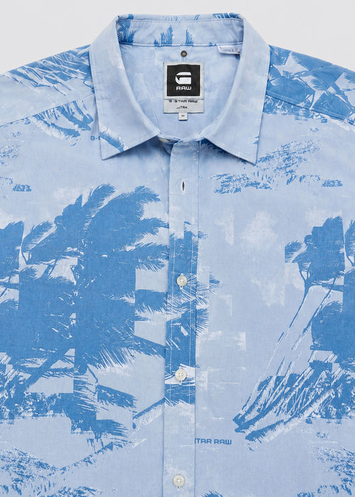 G-Star RAW Blue Tropical Palm Printed Shirt