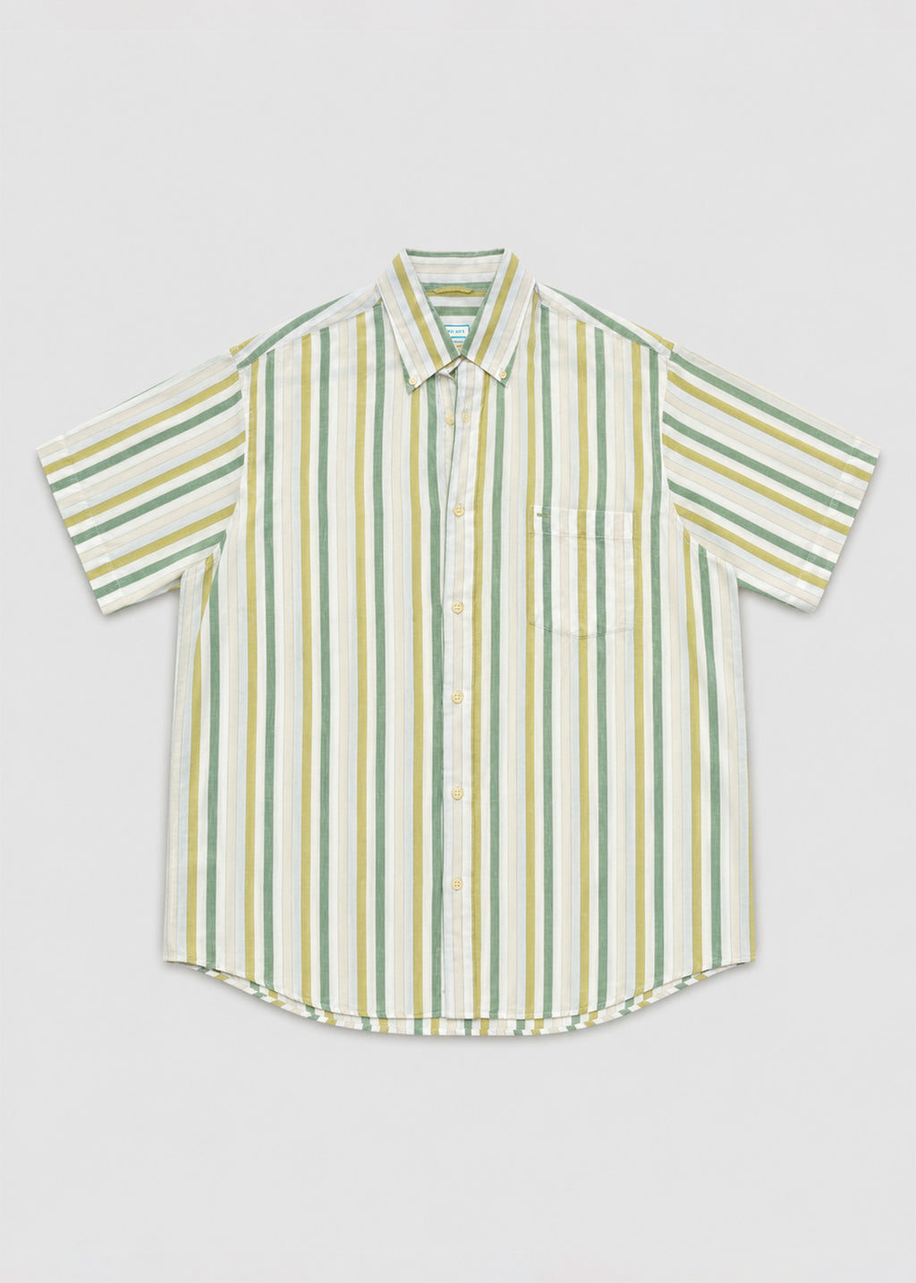 Green & Olive Vertical Striped Short-Sleeve Shirt