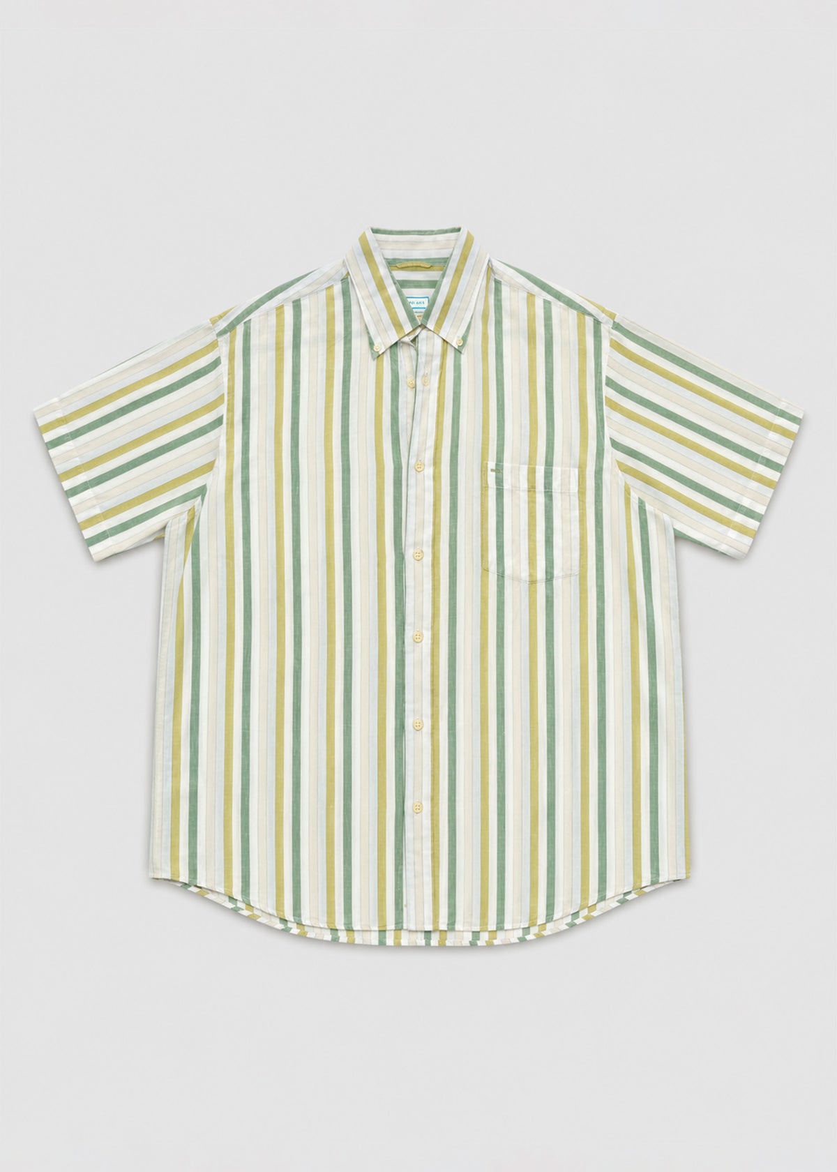 Green & Olive Vertical Striped Short-Sleeve Shirt