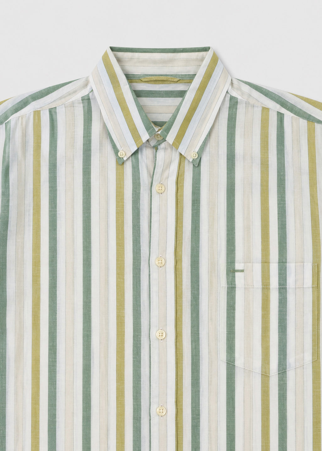 Green & Olive Vertical Striped Short-Sleeve Shirt