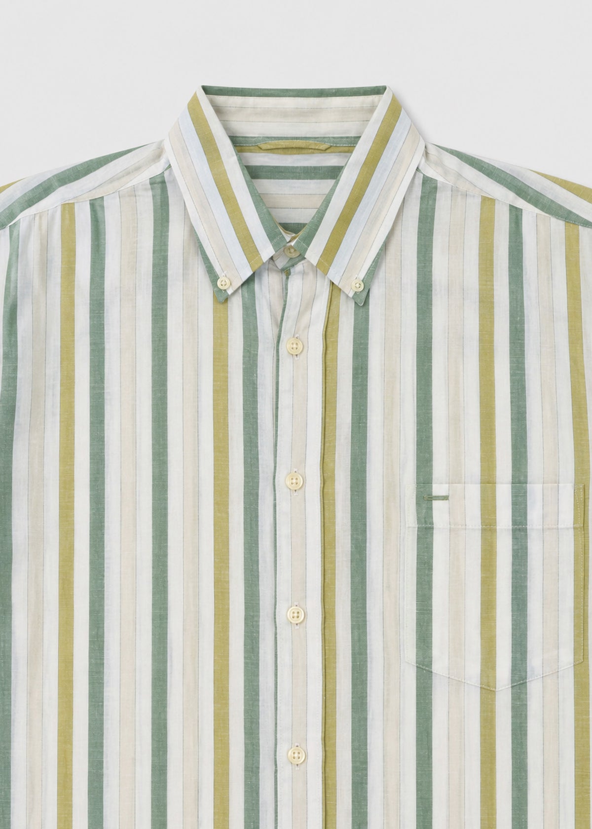 Green & Olive Vertical Striped Short-Sleeve Shirt