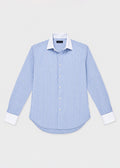 Zara Man Blue & White Contrast Collar Striped Shirt