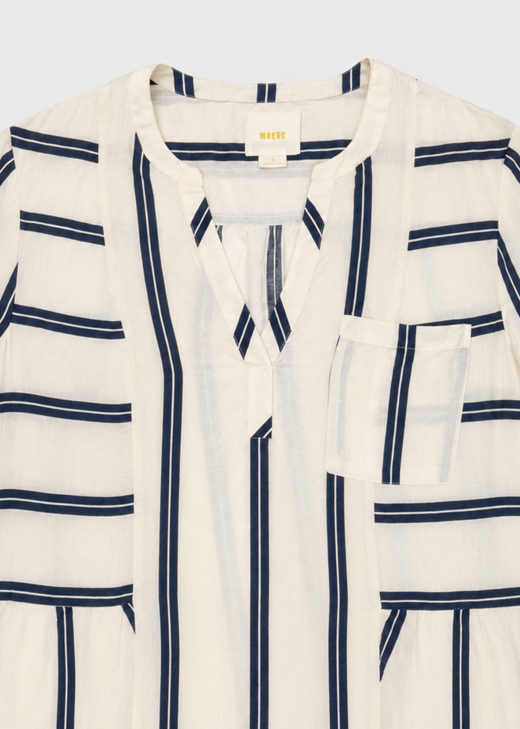 Maeve Striped Asymmetric Hem Tunic Blouse