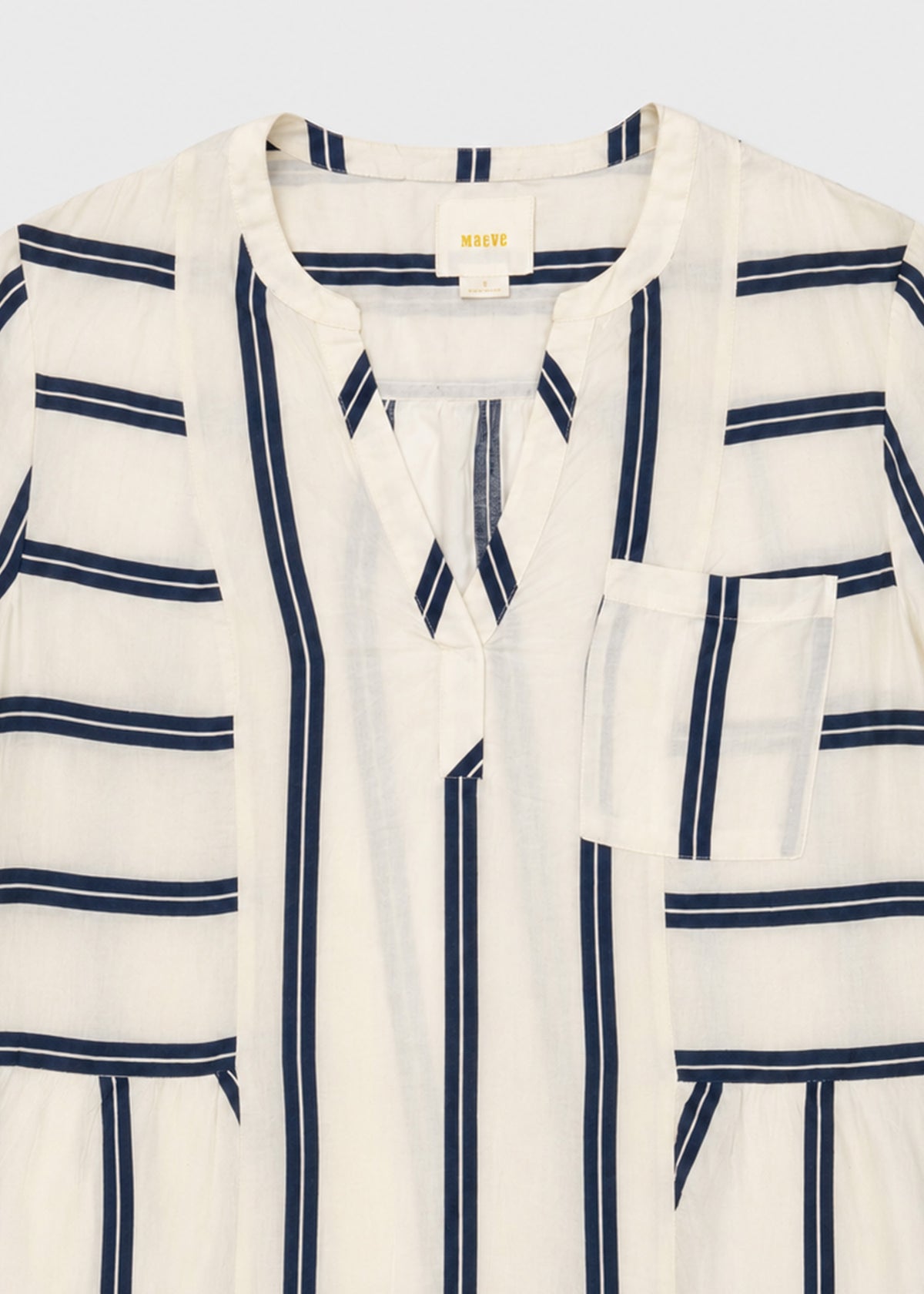 Maeve Striped Asymmetric Hem Tunic Blouse