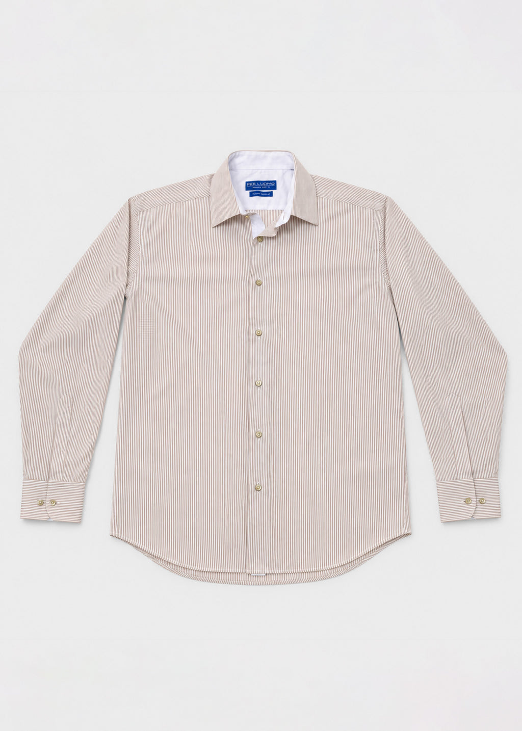 Per L'Uomo Beige & White Striped Dress Shirt