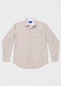 Per L'Uomo Beige & White Striped Dress Shirt
