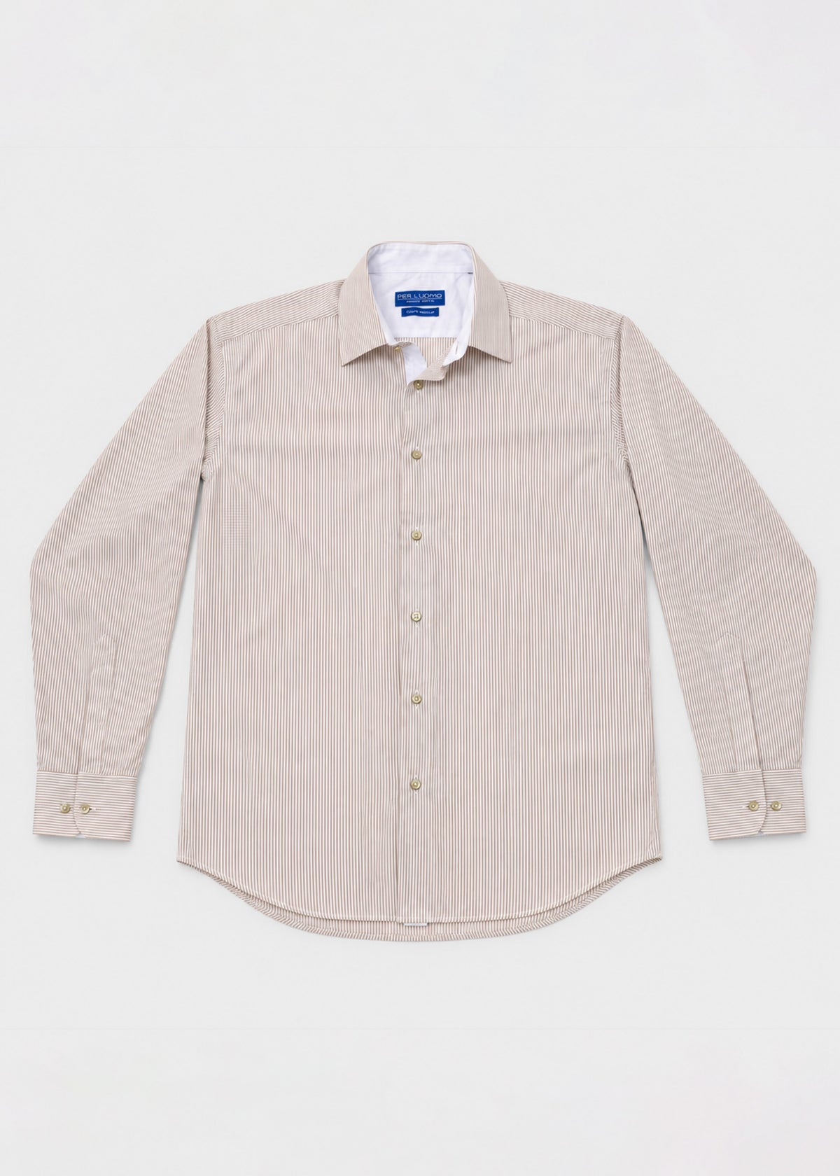 Per L'Uomo Beige & White Striped Dress Shirt