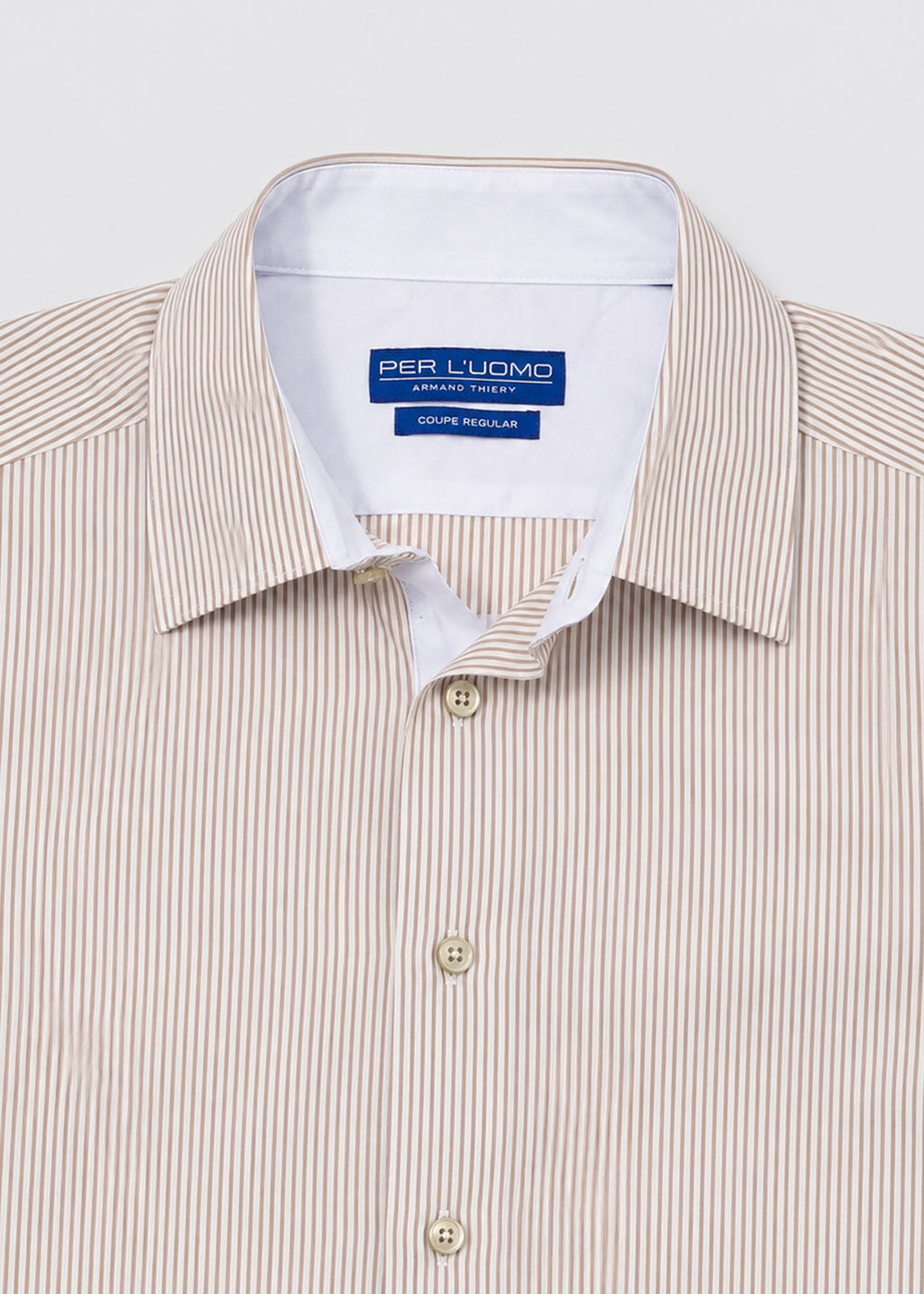 Per L'Uomo Beige & White Striped Dress Shirt