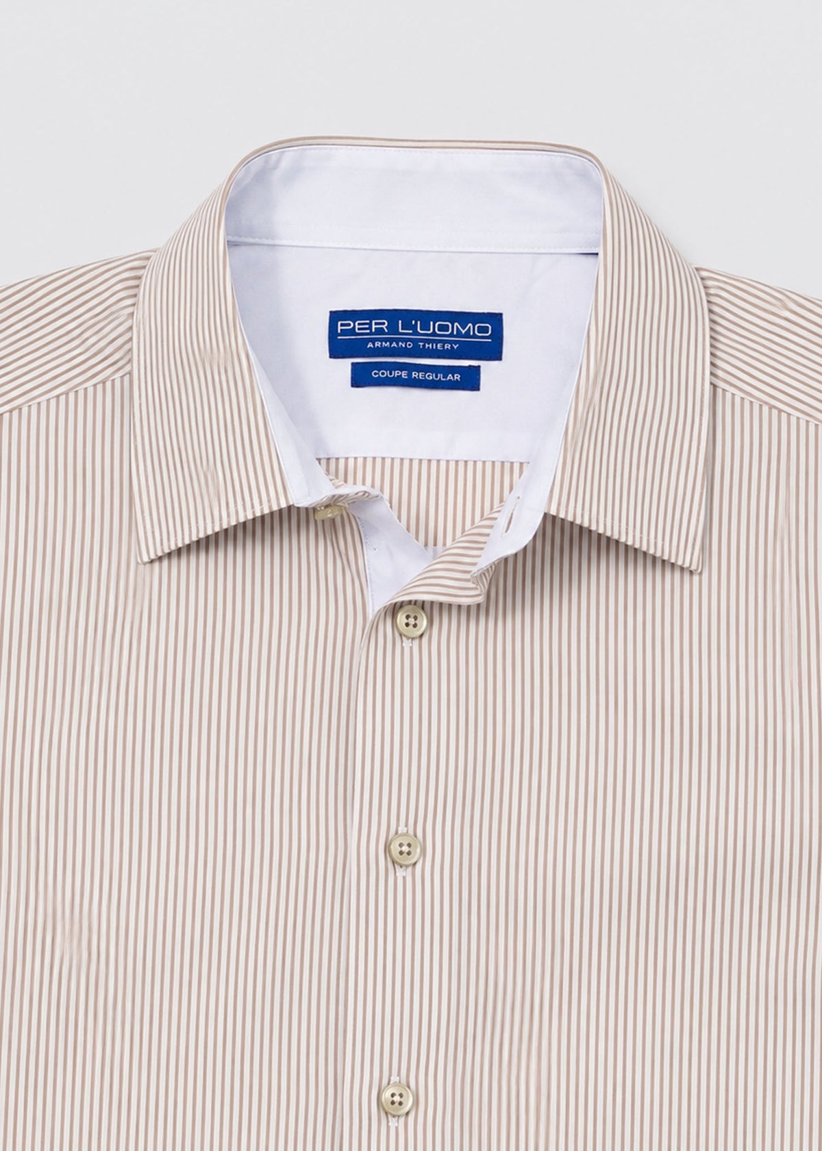 Per L'Uomo Beige & White Striped Dress Shirt