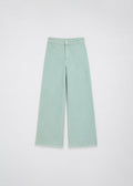 Light Green Wide-Leg Raw-Hem Jeans