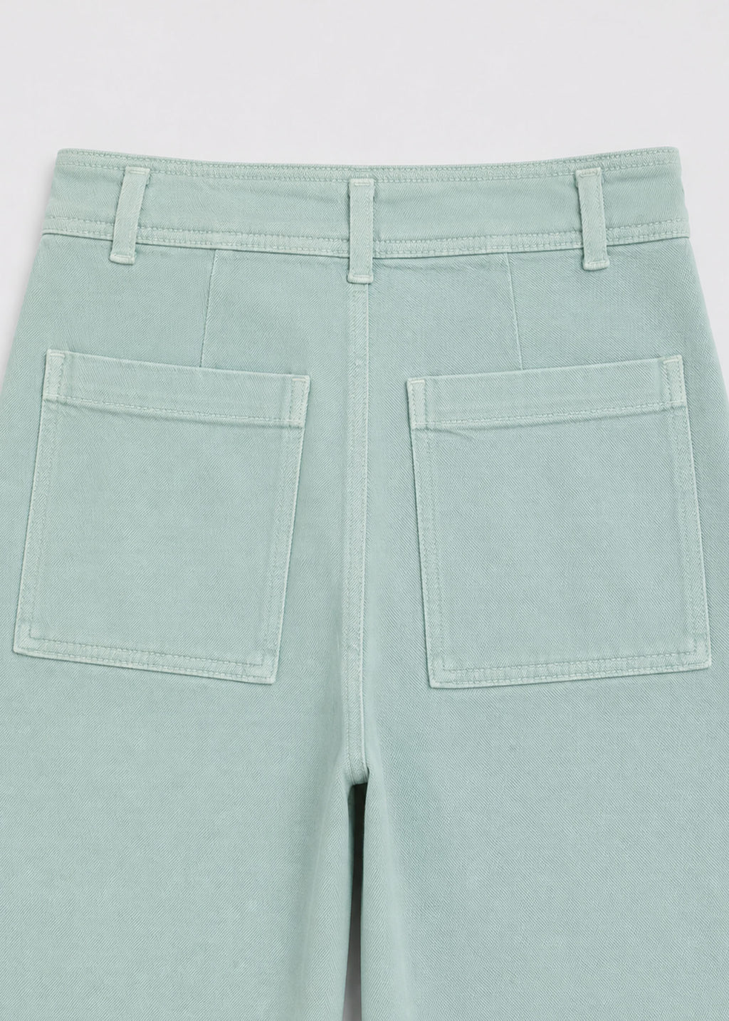 Light Green Wide-Leg Raw-Hem Jeans
