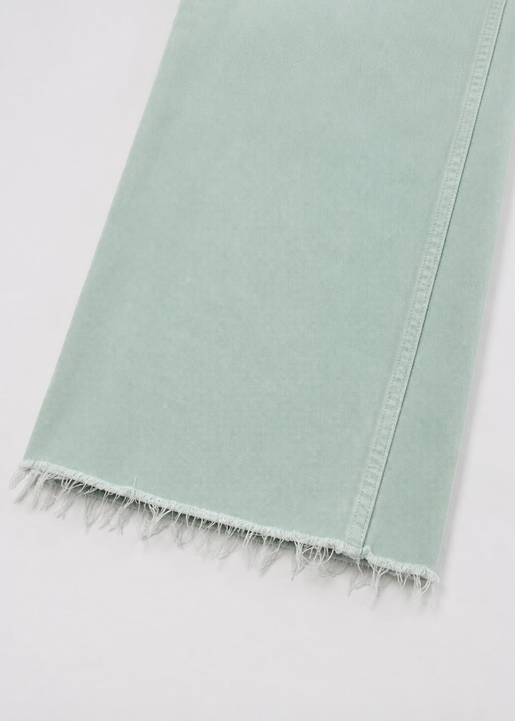 Light Green Wide-Leg Raw-Hem Jeans