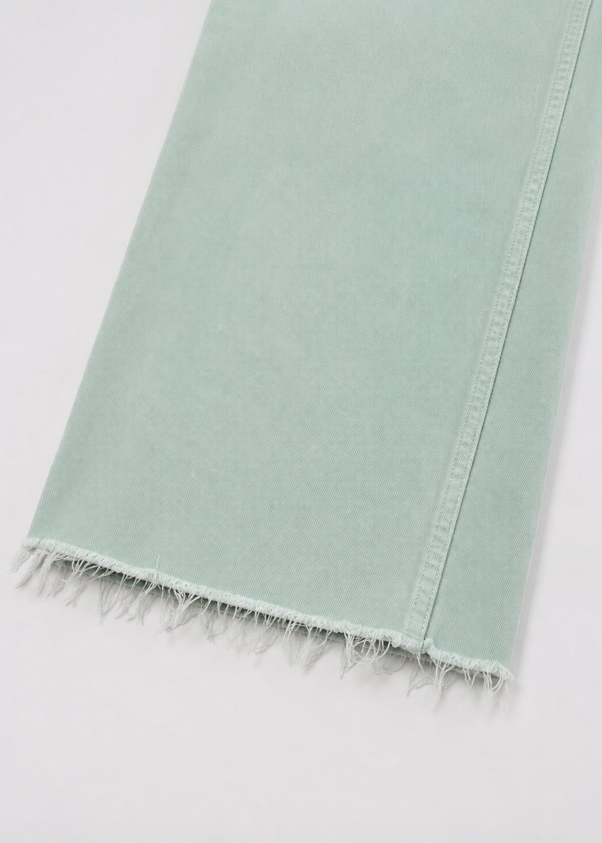 Light Green Wide-Leg Raw-Hem Jeans