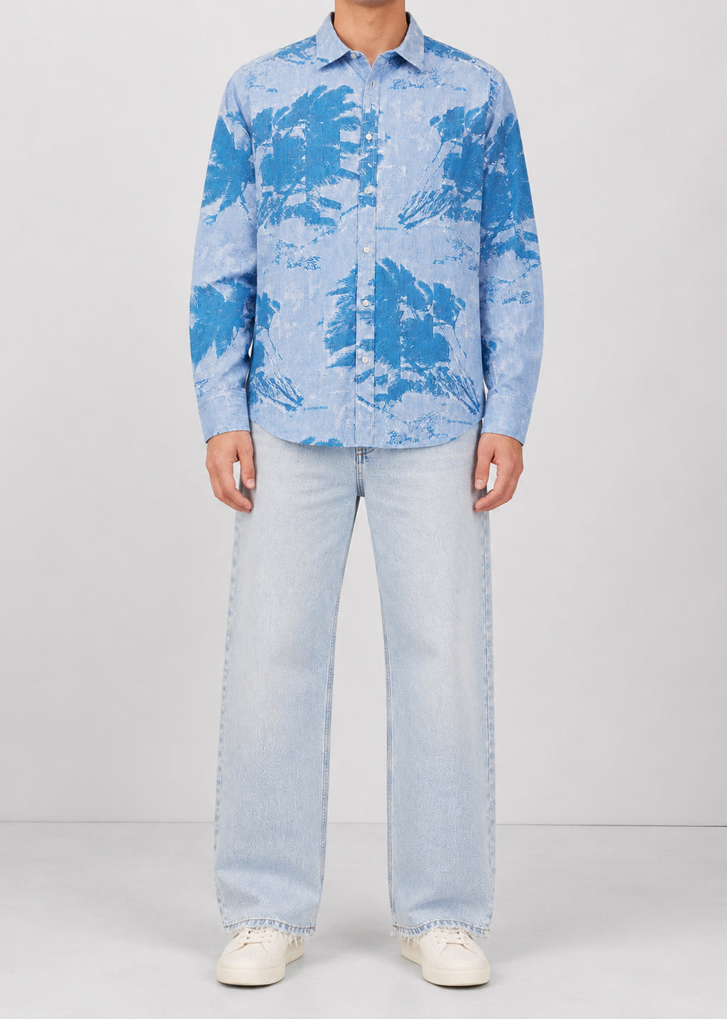 G-Star RAW Blue Tropical Palm Printed Shirt