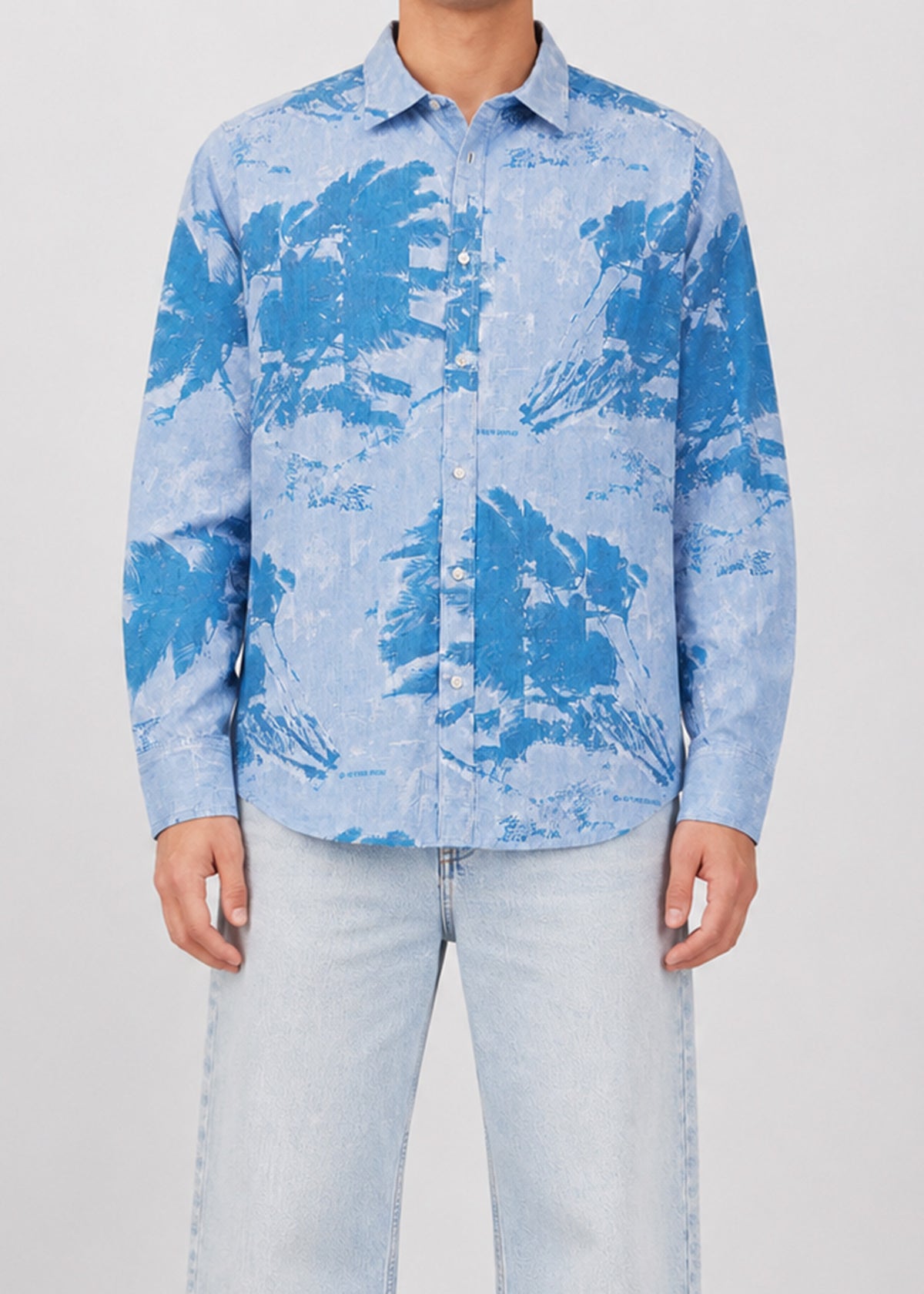 G-Star RAW Blue Tropical Palm Printed Shirt