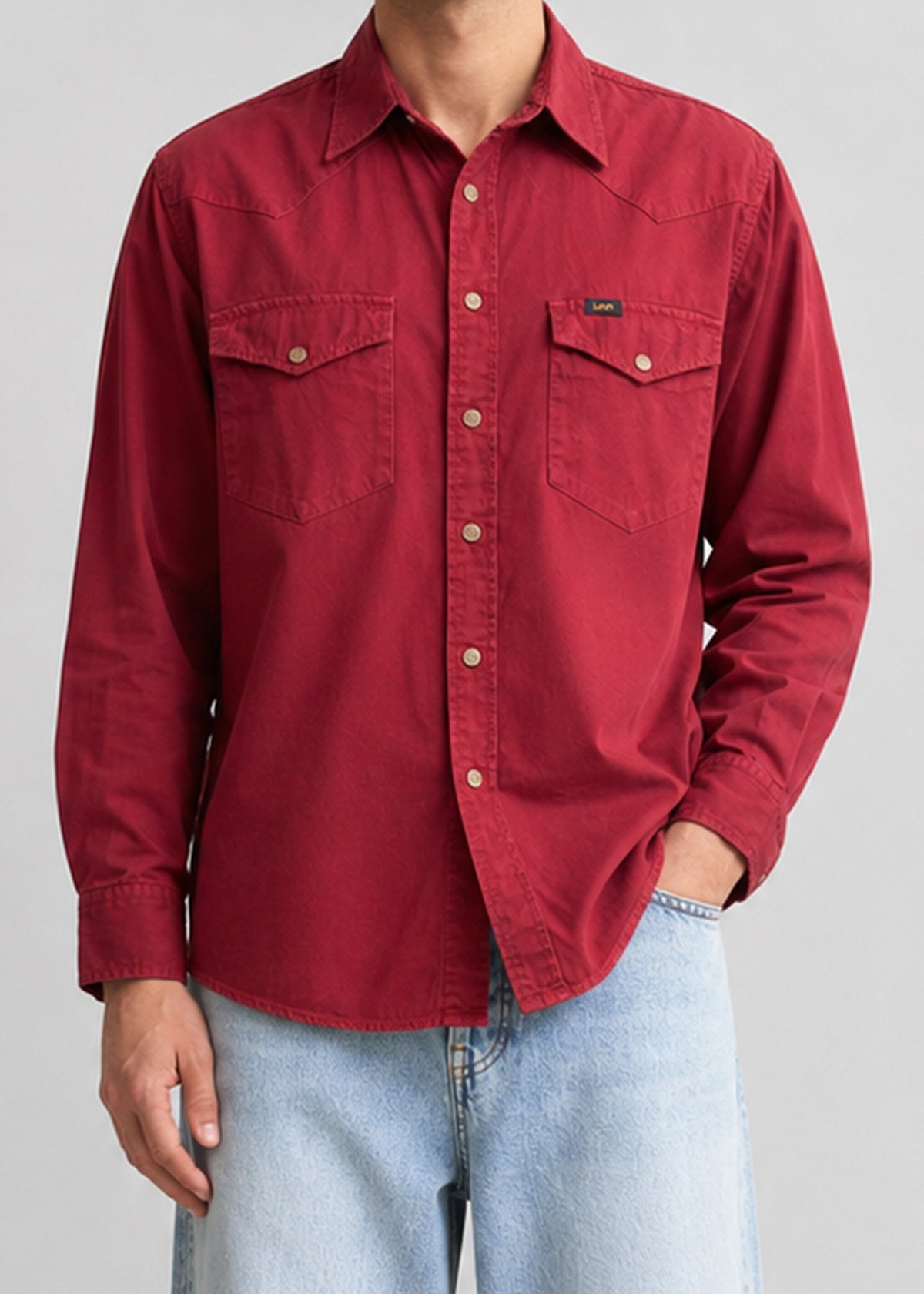 Lee Red Button-Down Shirt