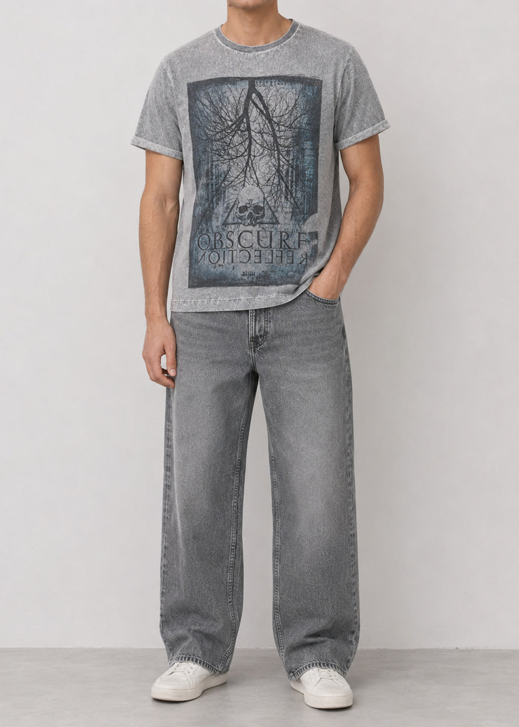 Acid Wash Skull Graphic Tee