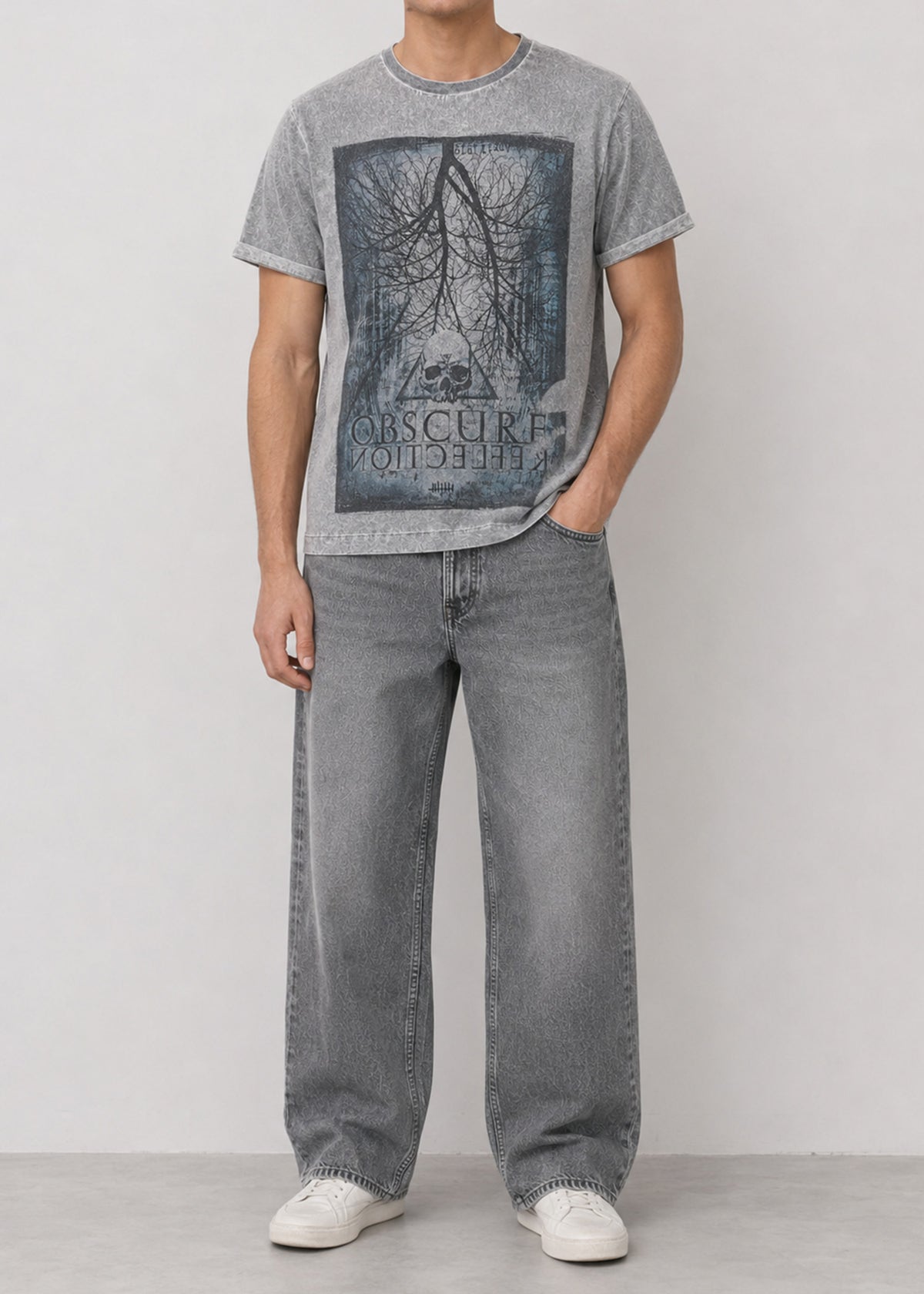 Acid Wash Skull Graphic Tee