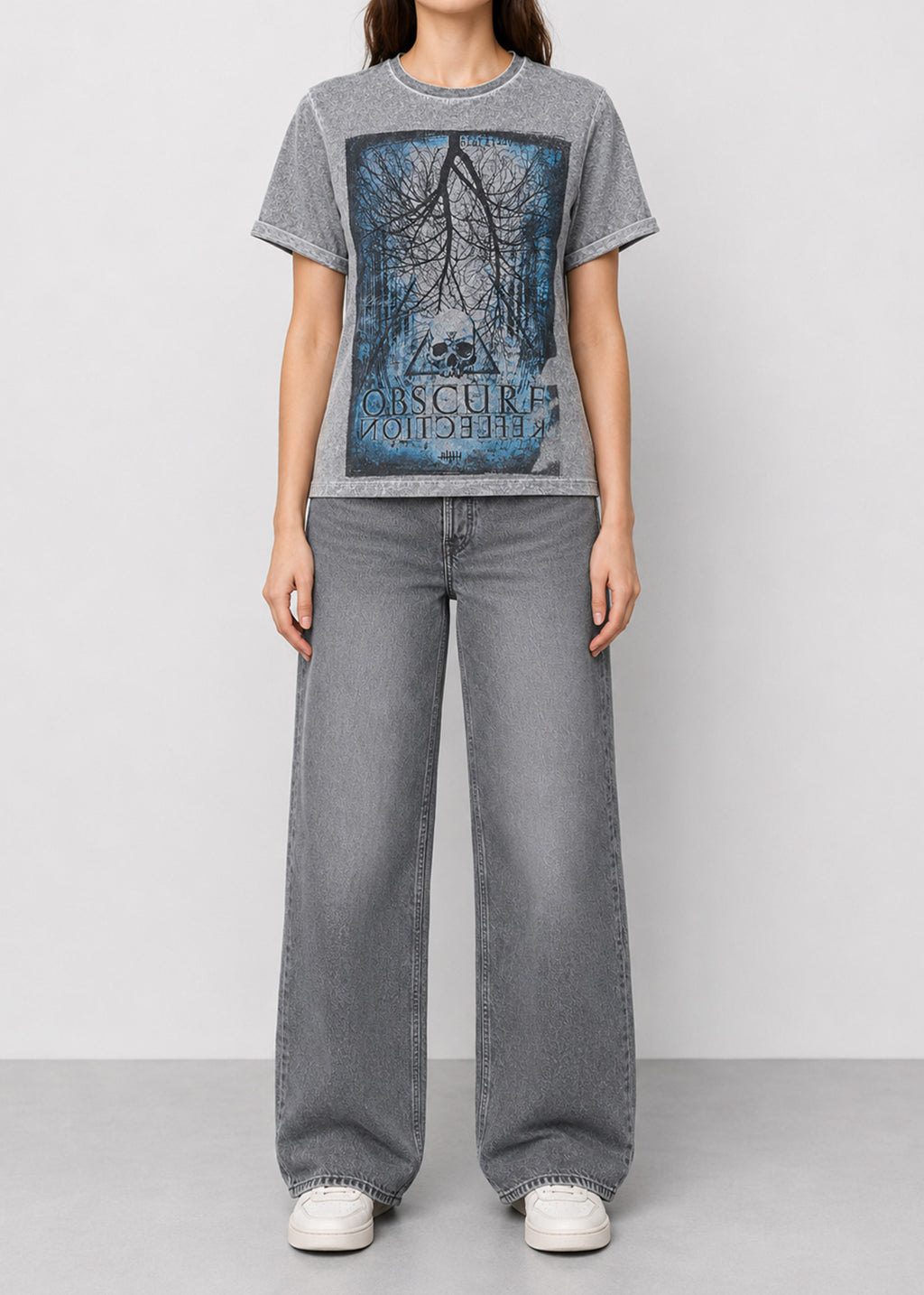 Acid Wash Skull Graphic Tee
