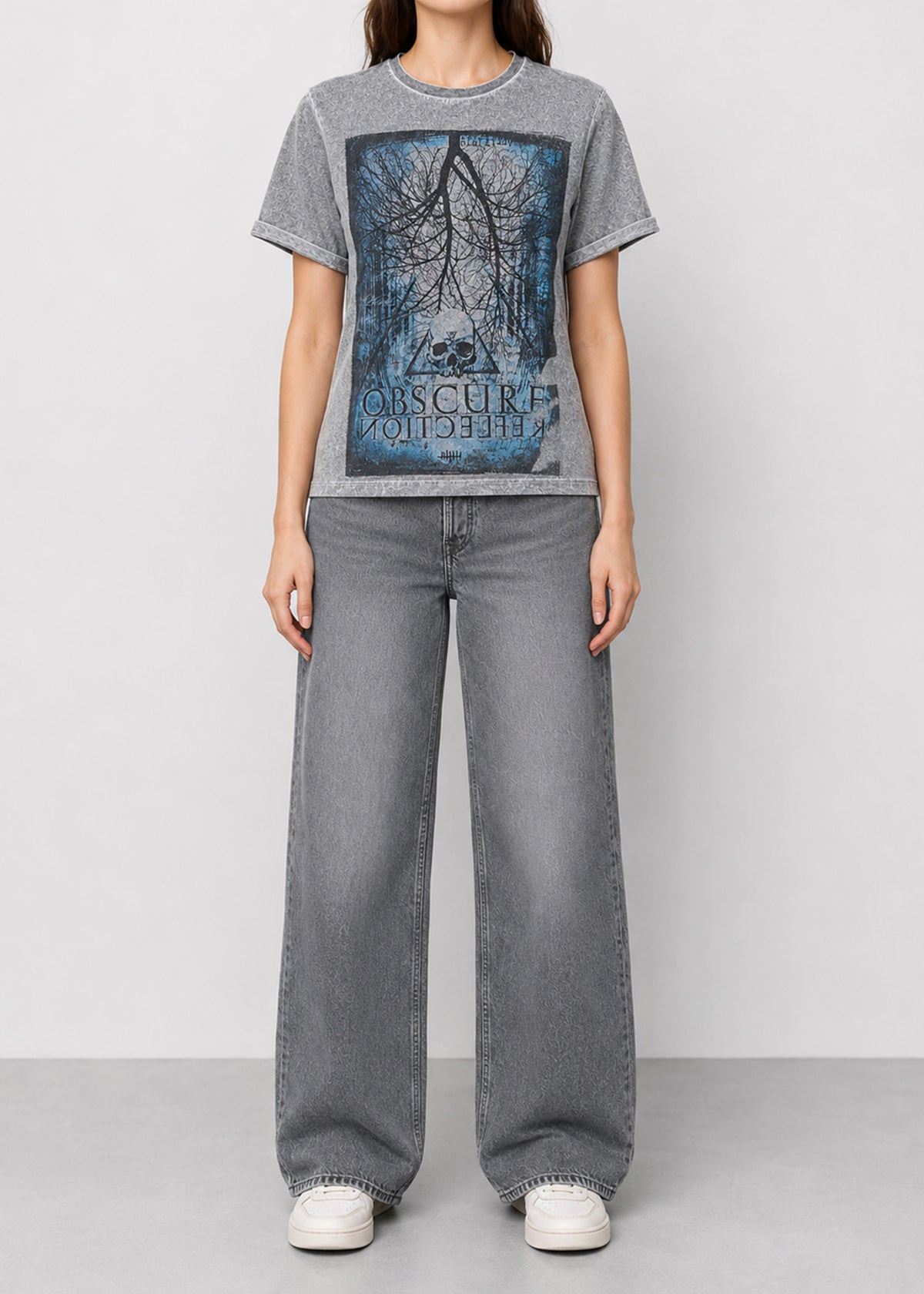 Acid Wash Skull Graphic Tee