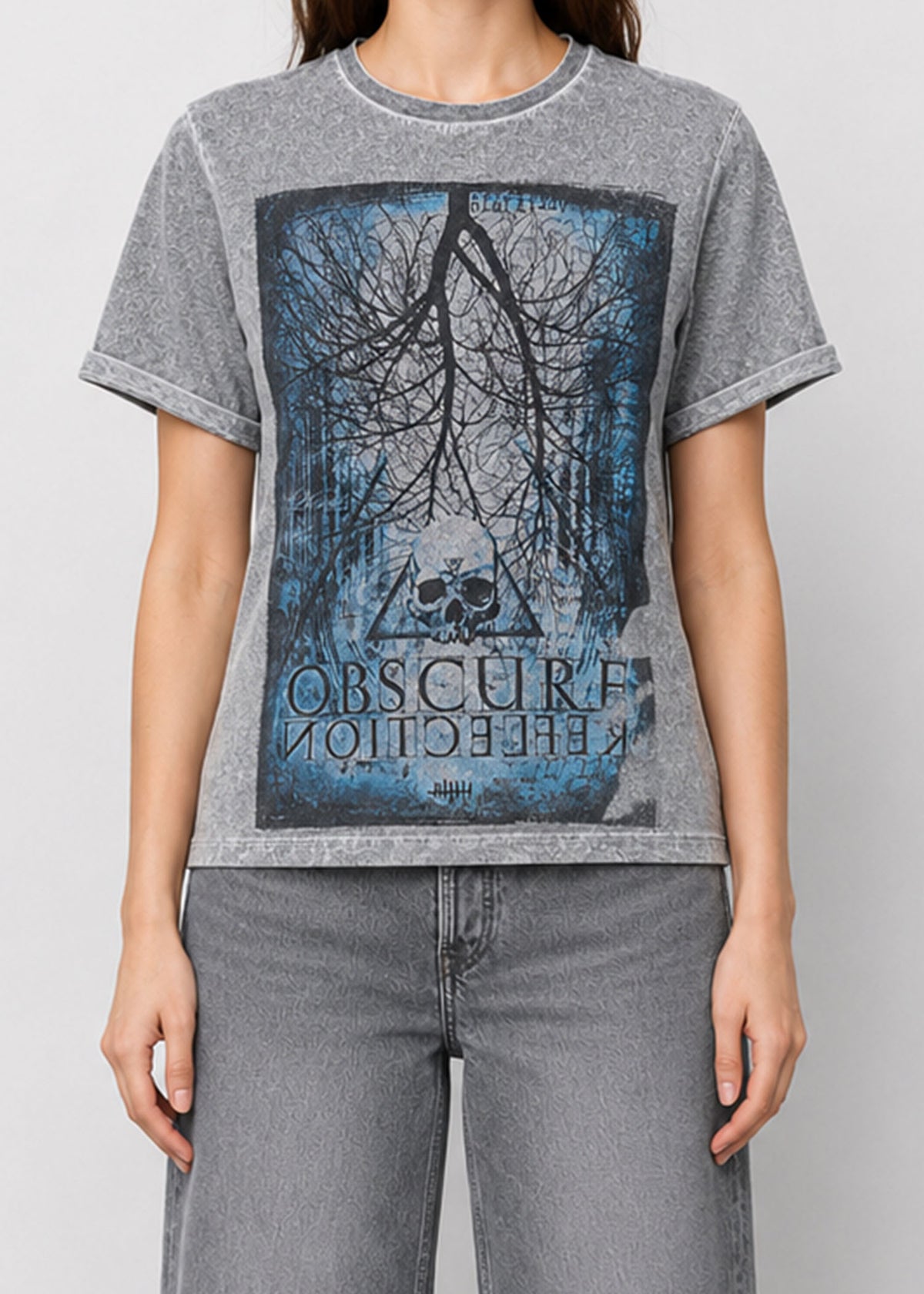 Acid Wash Skull Graphic Tee