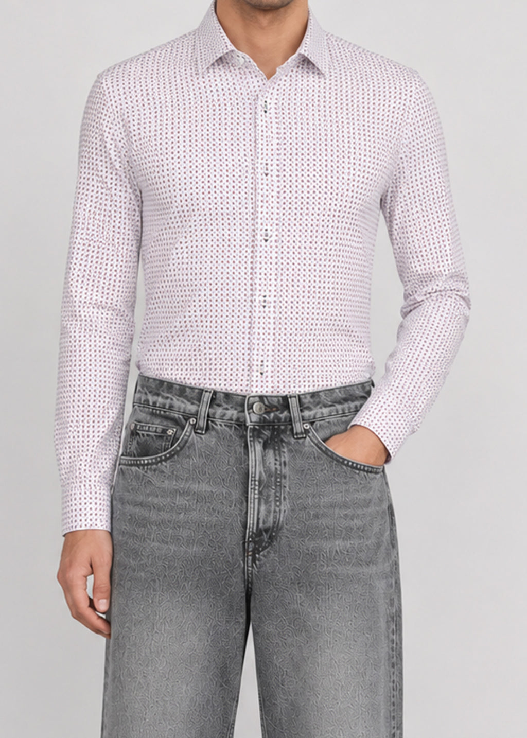 Zara Man Slim Fit Micro-Print Shirt