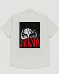 Michael Jackson Graphic Shirt – White Self-Stripe