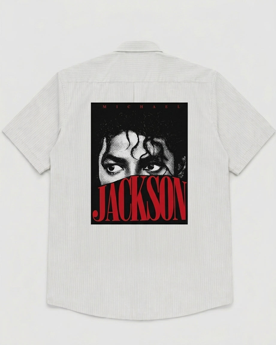 Michael Jackson Graphic Shirt – White Self-Stripe