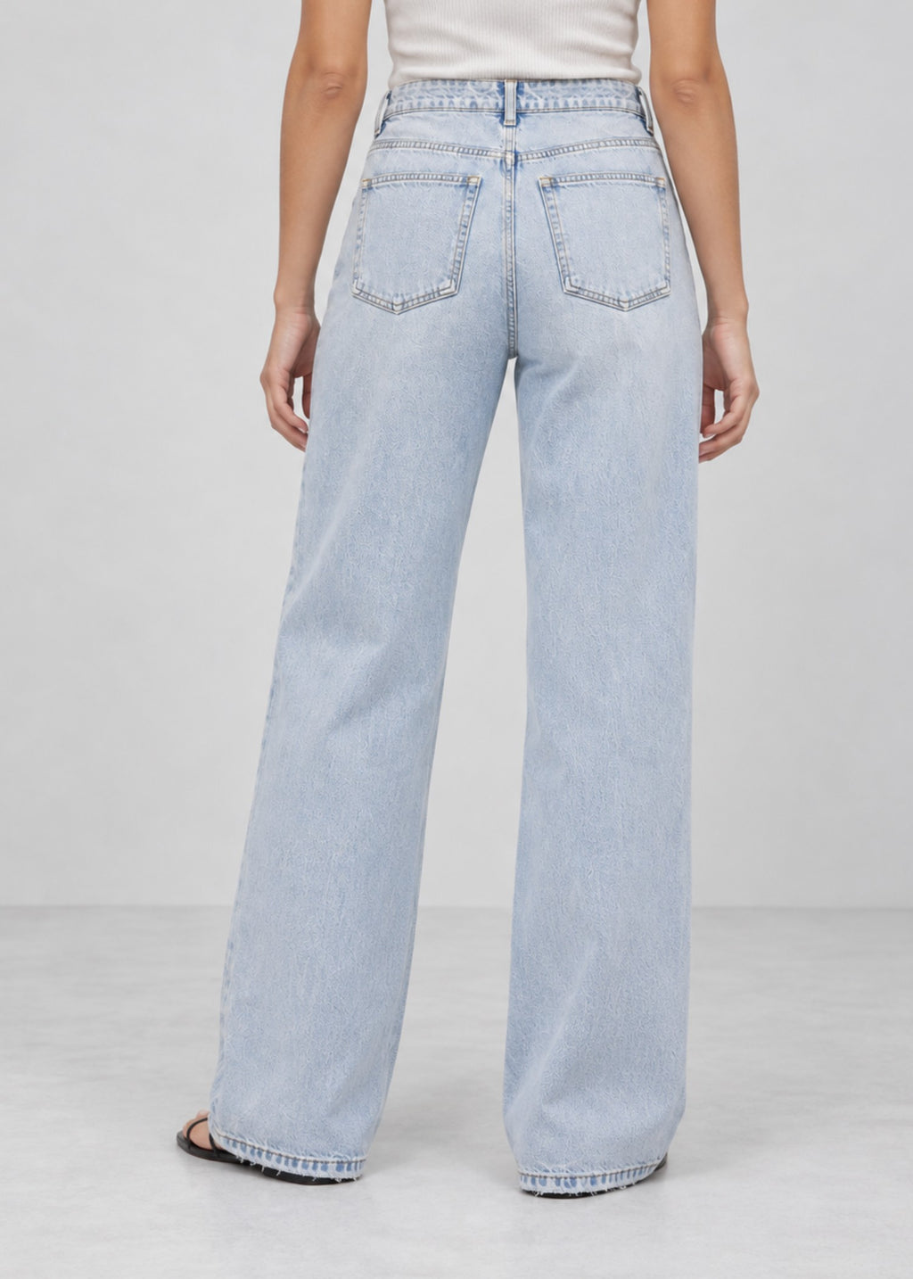 Ultra-Light-Wash Wide-Leg Raw-Hem Jeans