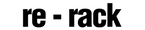 The text / logo 're - rack' is shown in a bold black sans-serif font centered on a plain white background.