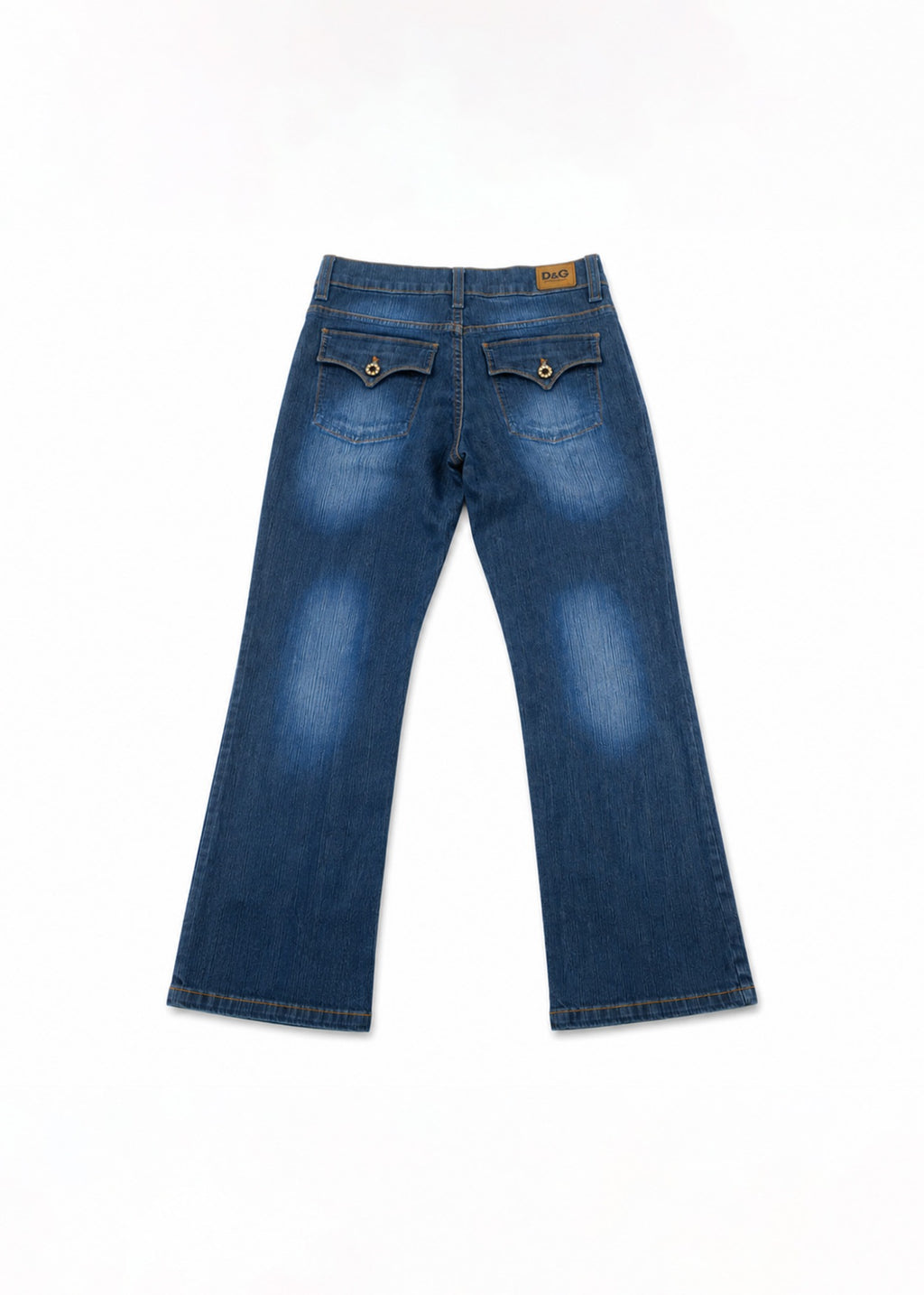 D&G Dolce & Gabbana dark-wash bootcut jeans back view with flap pockets