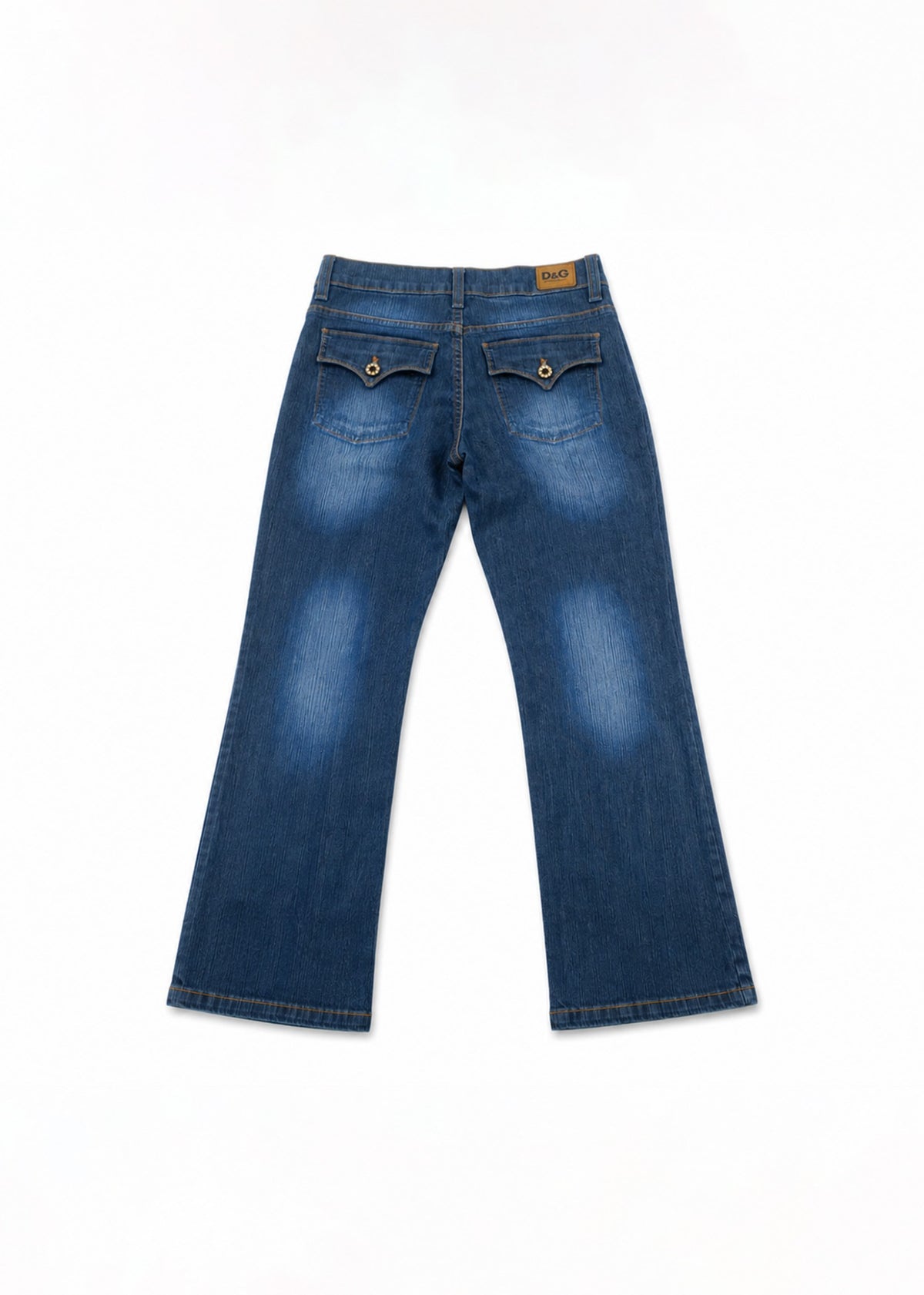 D&G Dolce & Gabbana dark-wash bootcut jeans back view with flap pockets