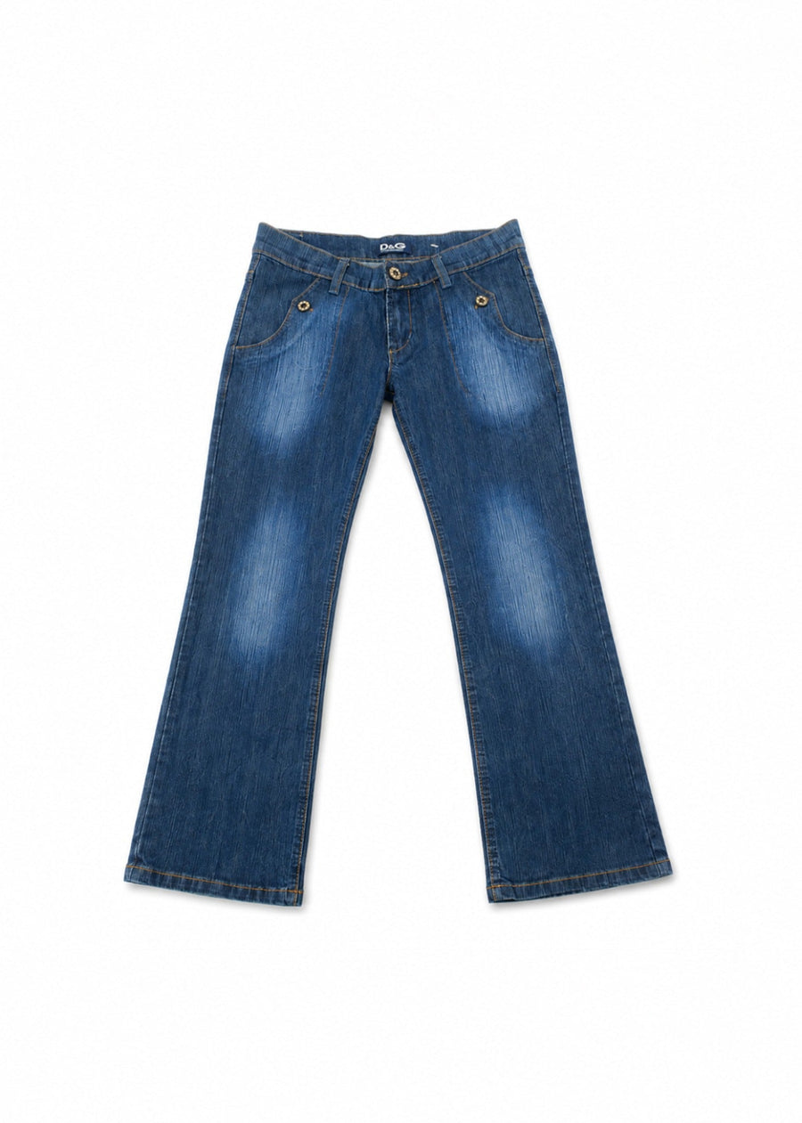 D&G Dolce & Gabbana dark-wash bootcut jeans front view
