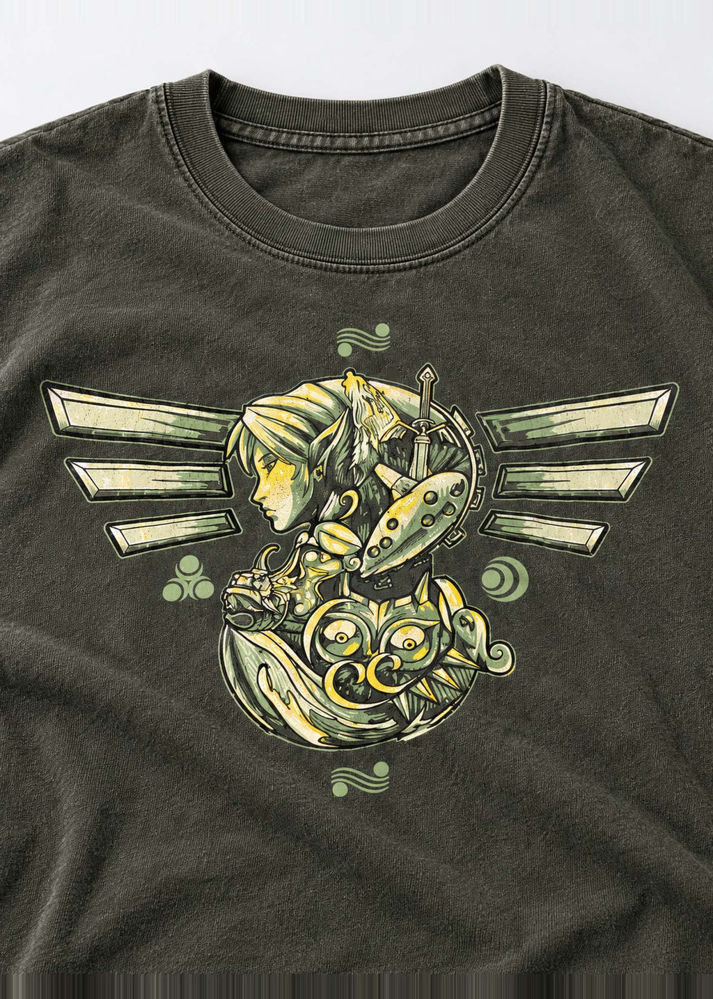 Dark Green Fantasy Graphic Tee – front graphic close-up