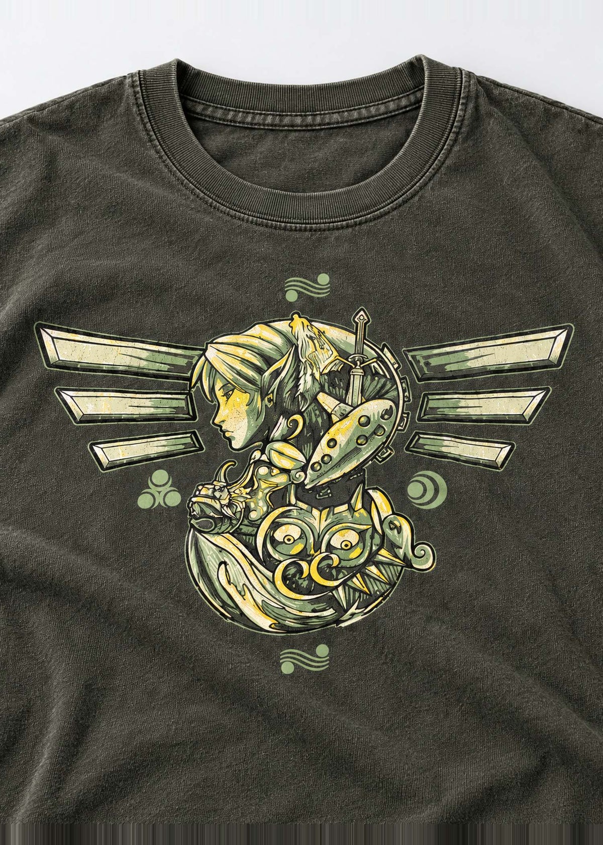 Dark Green Fantasy Graphic Tee – front graphic close-up