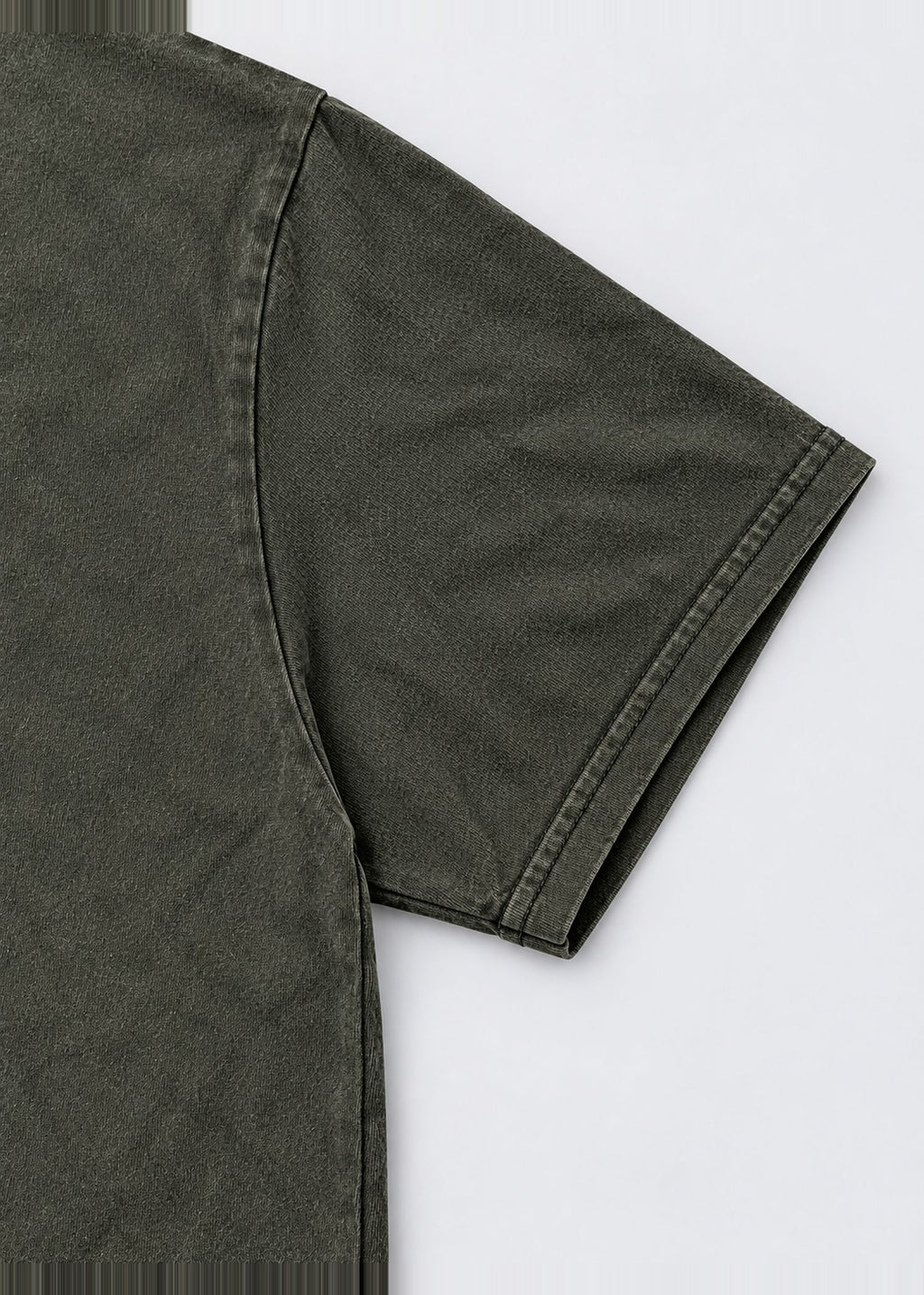Dark Green Fantasy Graphic Tee – sleeve stitching close-up