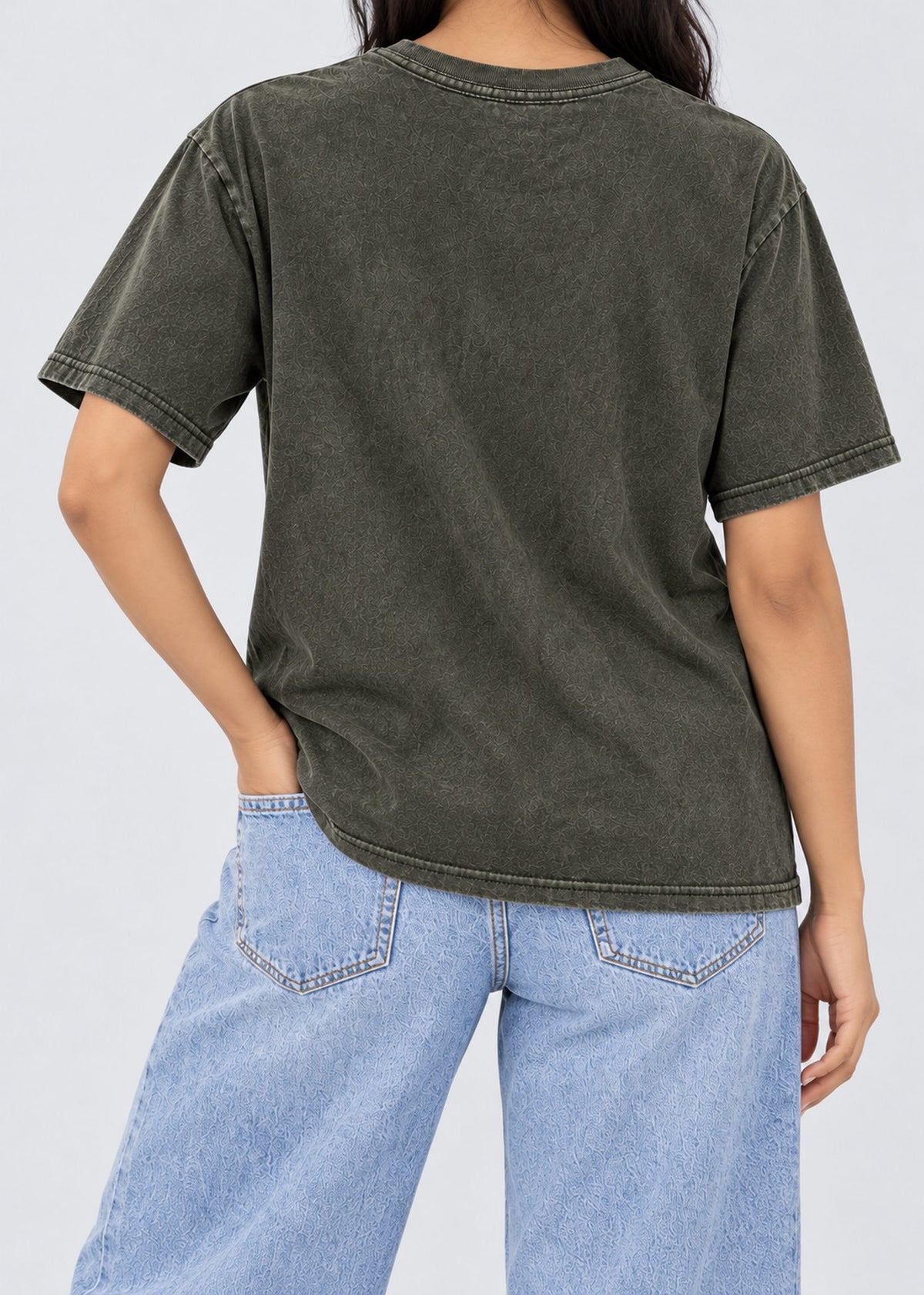 Dark Green Fantasy Graphic Tee – model back view showing the graphic