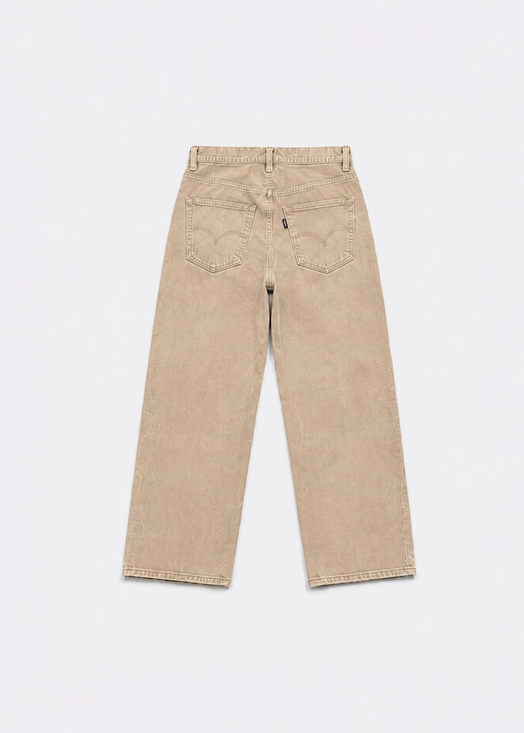 Levi's beige corduroy wide-leg jeans back view with arcuate pockets