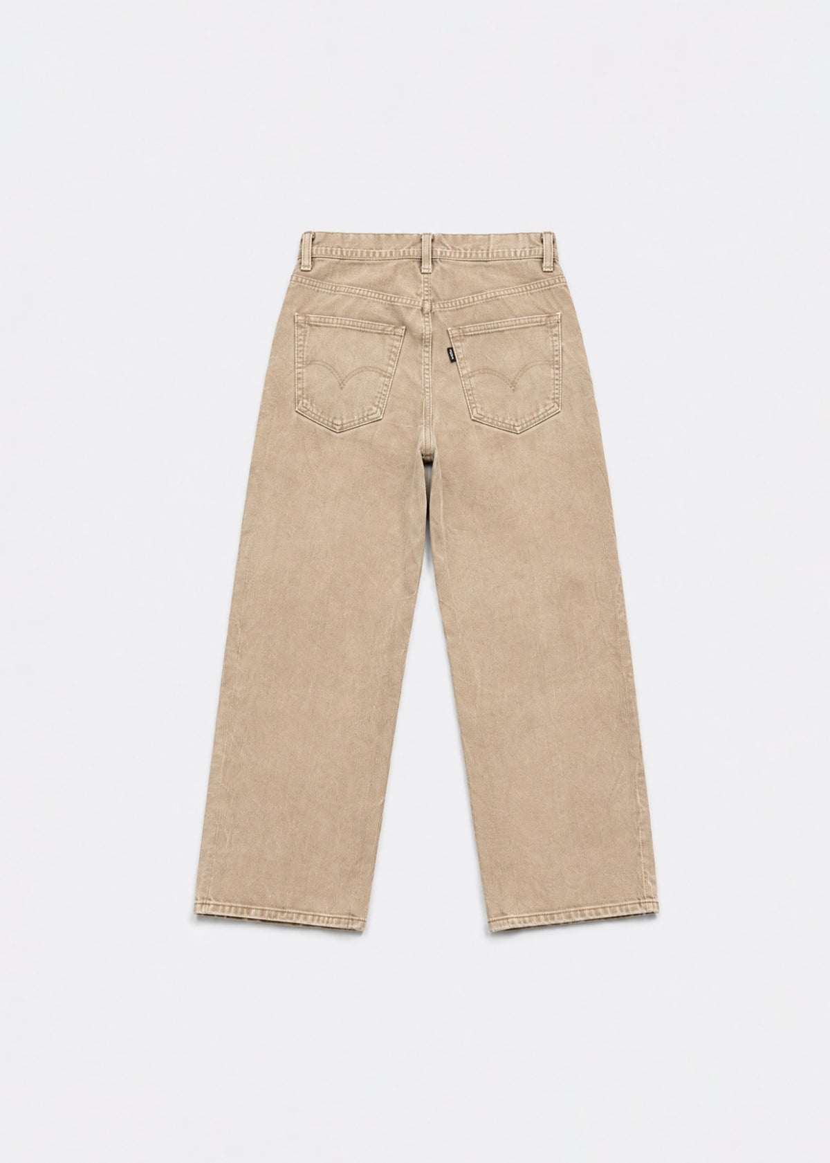 Levi's beige corduroy wide-leg jeans back view with arcuate pockets