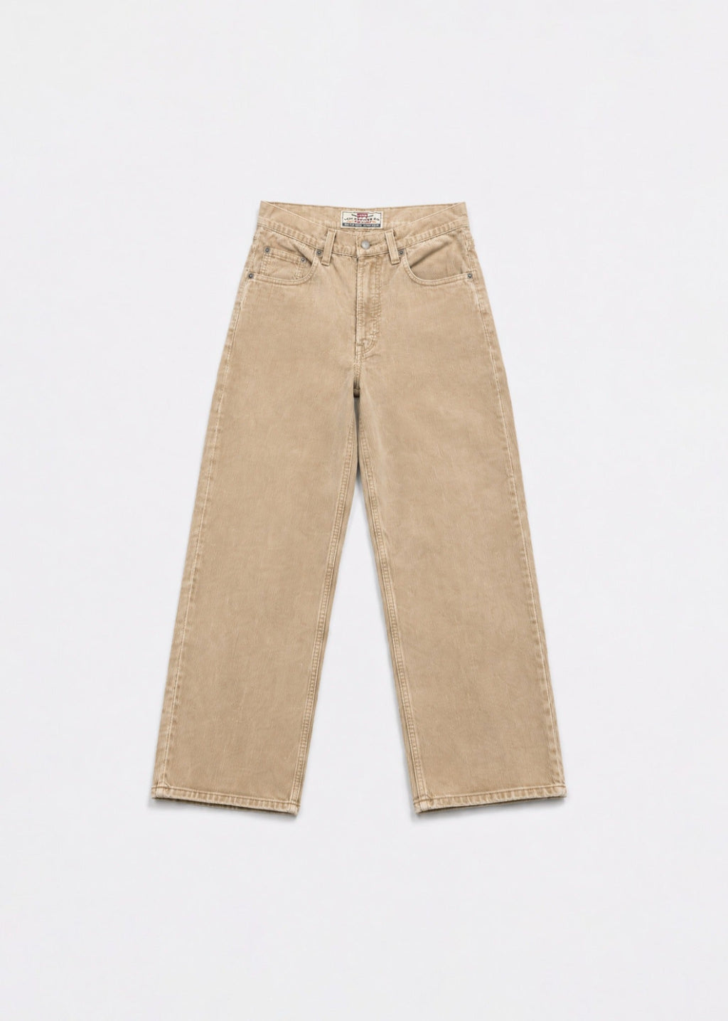 Levi's beige corduroy wide-leg jeans front view