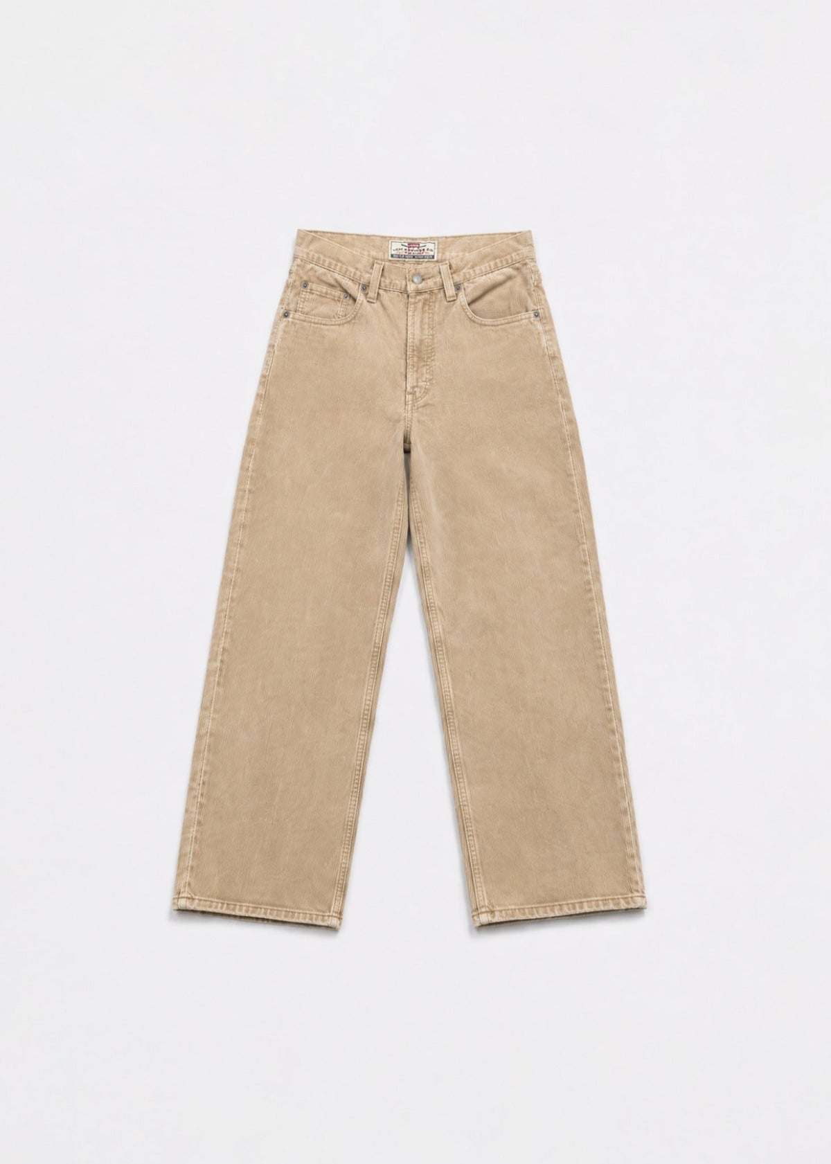 Levi's beige corduroy wide-leg jeans front view