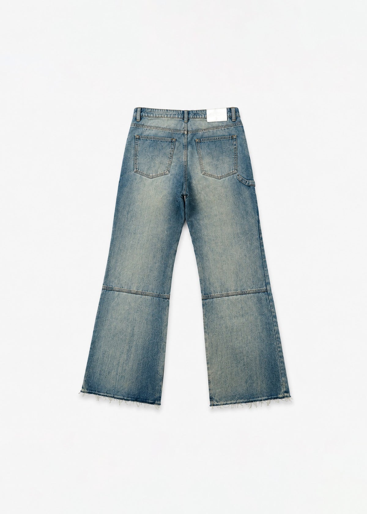 Light-wash carpenter wide-leg jeans back view with patch pockets