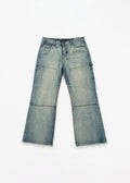 Light-wash carpenter wide-leg jeans front view with utility pockets