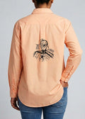 Spider Graphic Shirt – Peach Long Sleeve – model back view showing the graphic